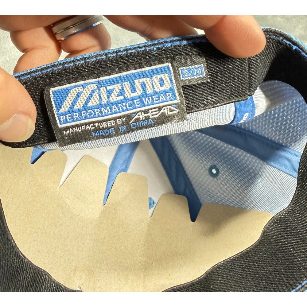Mizuno Golf Hat Mens S/M Blue Mesh Back Snapback Performance Wear